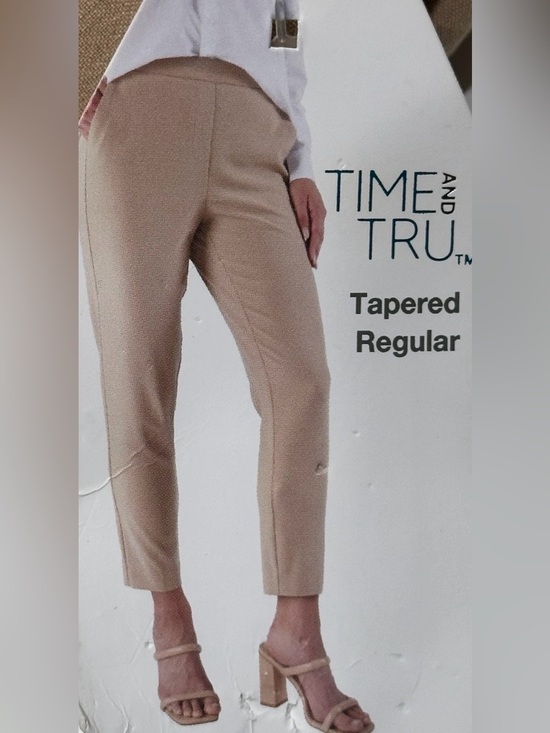 Time and Tru Pants - NEW, Time & Tru Tapered Regular Flat Front Tan Ankle Pants Women's 16/18 X-Large